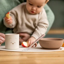 Coffrets*Nattou Set repas 4 pièces en silicone de Ours / Nature