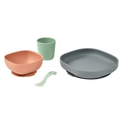 Coffrets|Assiettes*Béaba Set Vaisselle Silicone 4 pièces de Mineral