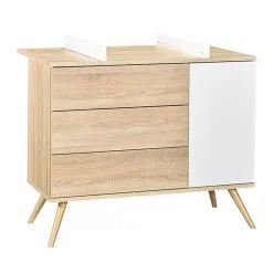 Commodes*Sauthon Baby's Sweet Home Seventies commode 1 porte 3 tiroirs de Chêne doré