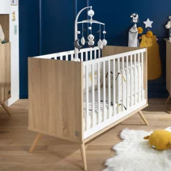 Lits 60X120 Non Évolutifs*Sauthon Baby's Sweet Home Seventies lit 60x120 de Chêne doré