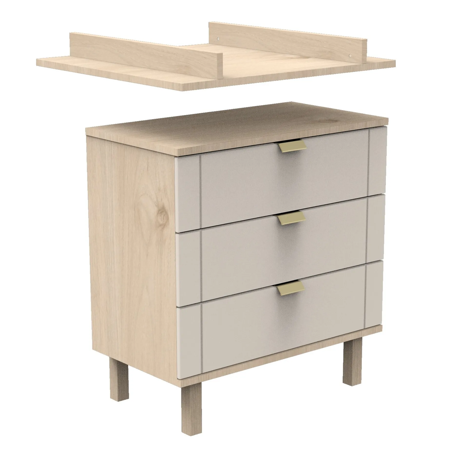 Commodes*Sauthon Baby's Sweet Home Solène Commode 3 tiroirs de Beige cendré