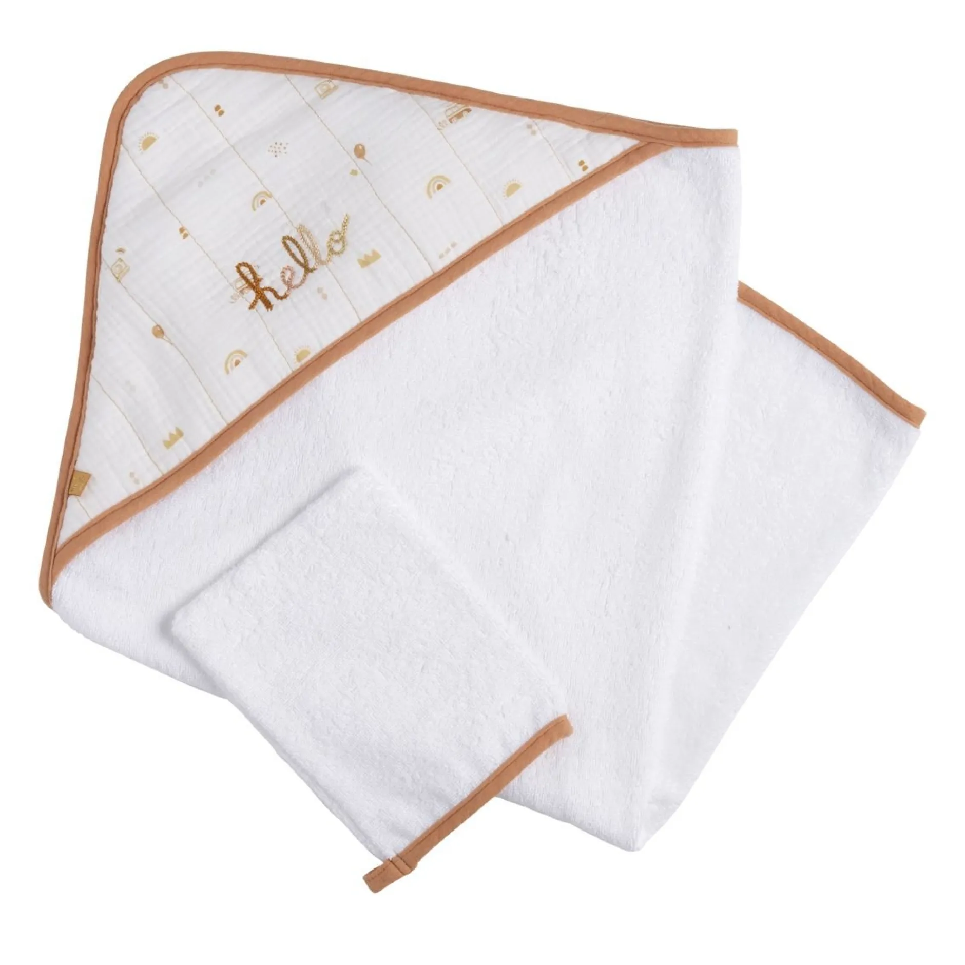Sorties De Bain*Sauthon Baby Déco Sunlight Cape de bain + gant de