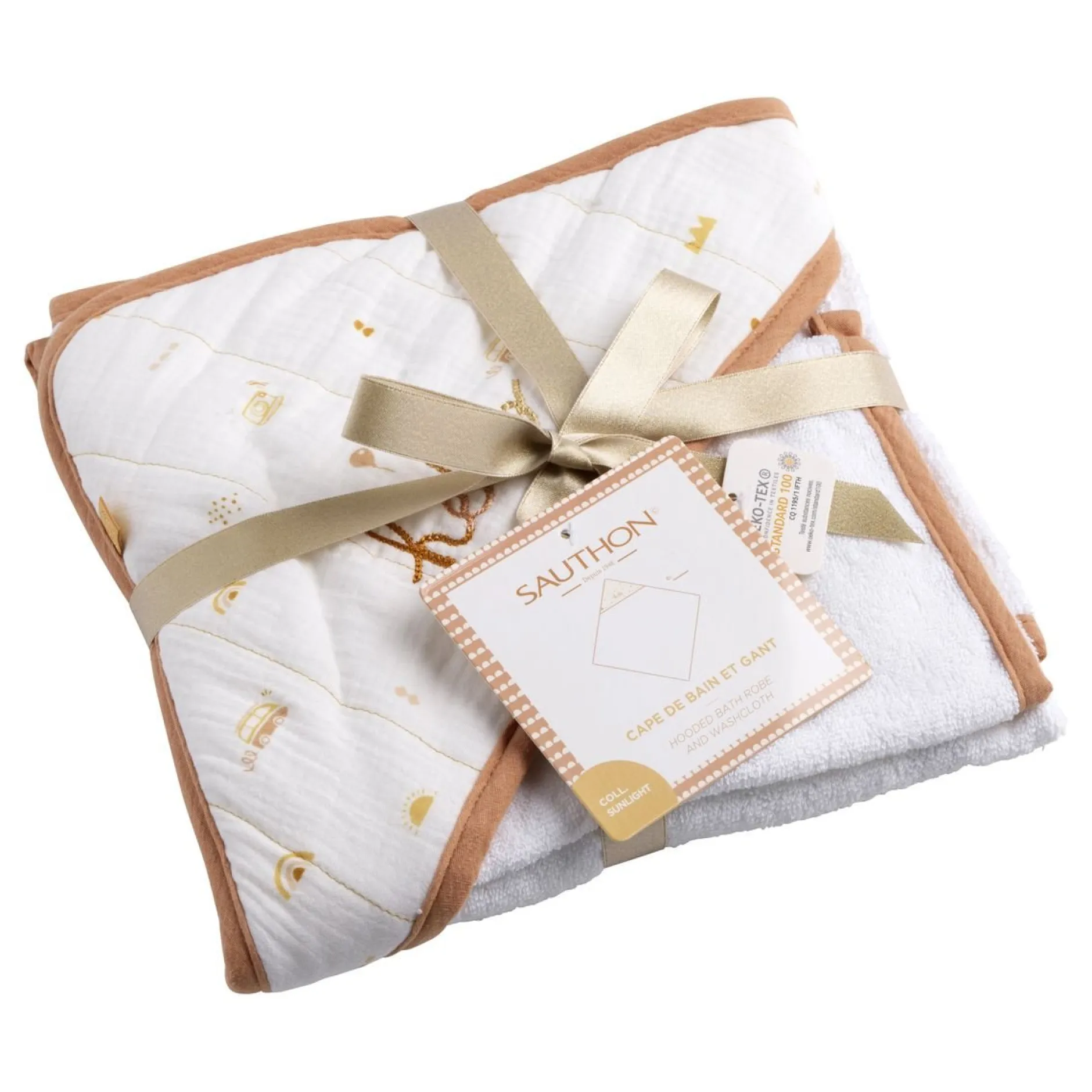Sorties De Bain*Sauthon Baby Déco Sunlight Cape de bain + gant de