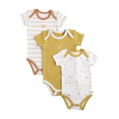 Bodies|Bodies*Sauthon Baby Déco Sunlight Lot de 3 bodies manches courtes 6 mois de