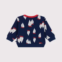Gilets, Pulls*Petit Bateau Sweat en coton, imprimé bateaux grande échelle de Médiéval