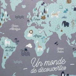 Cadres Déco*Atmosphera Tableau enfant carte du monde 80 x 80 cm de