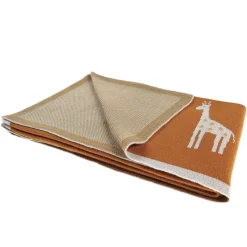 Couvertures*Noukies Tiga, Stegi & Ops Couverture tricot en jacquard BIO 75 x 100 cm de Ocre