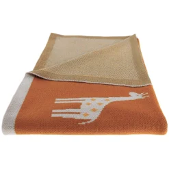 Couvertures*Noukies Tiga, Stegi & Ops Couverture tricot en jacquard BIO 75 x 100 cm de Ocre