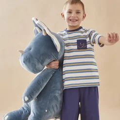 Doudous*Noukies Tiga, Stegi & Ops Peluche large en Veloudoux Ops de Bleu