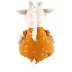 Doudous*Noukies Tiga, Stegi & Ops Peluche medium Tiga en Veloudoux et Mousseline de coton BIO de Beige/ocre