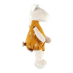 Doudous*Noukies Tiga, Stegi & Ops Peluche small Tiga en Veloudoux et mousseline de coton BIO de Beige/ocre
