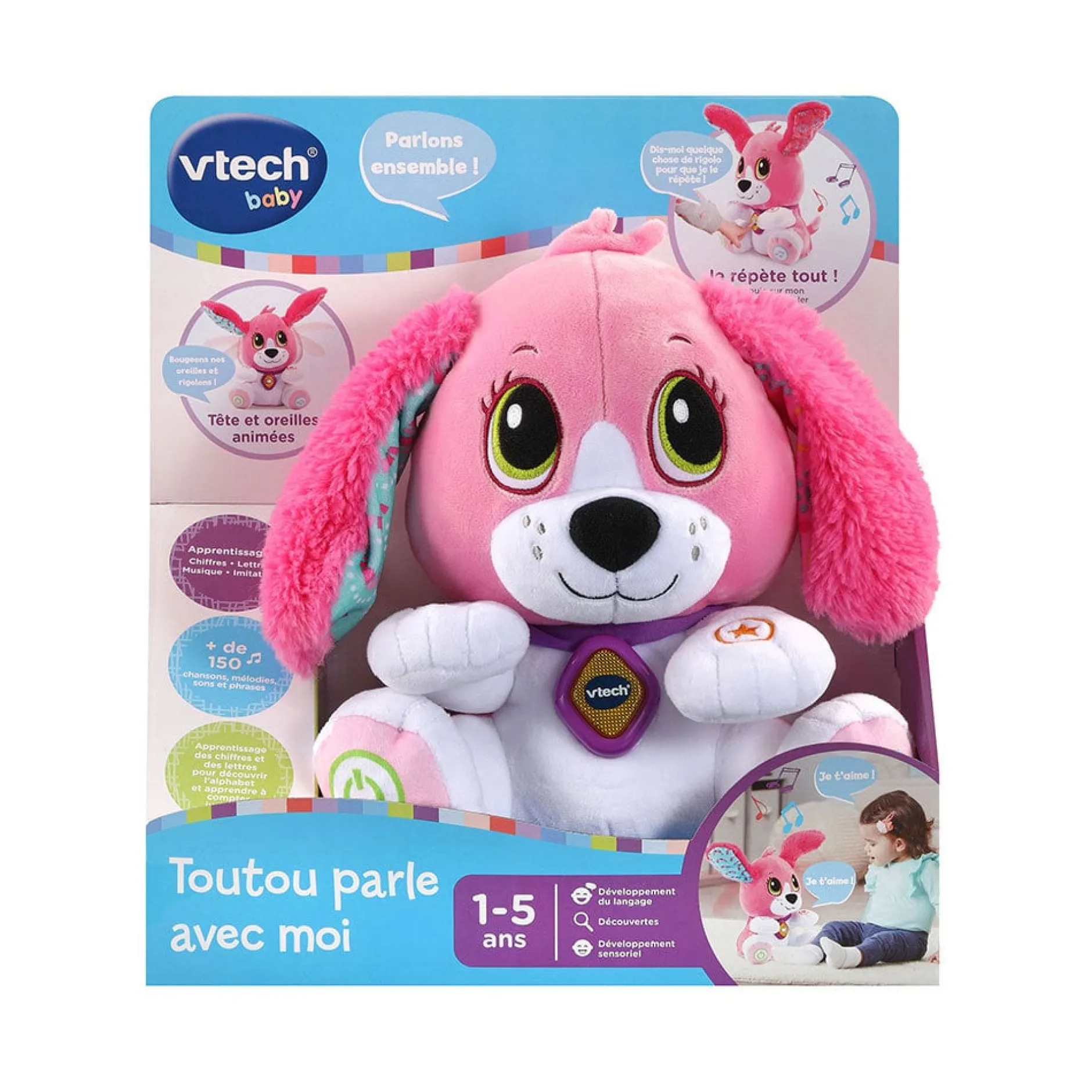 Peluches Musicales*Vtech Toutou parle avec moi de rose