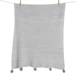 Couvertures*Quax Tricot couverture 65x80 cm de Pompon soft grey
