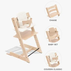Chaises Hautes Évolutives*Stokke® Tripp Trapp® Pack Chaise haute + Baby Set + Coussin de Naturel / Crème