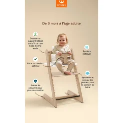 Chaises Hautes Évolutives*Stokke® Tripp Trapp® Pack Chaise haute + Baby Set + Coussin de Naturel / Crème