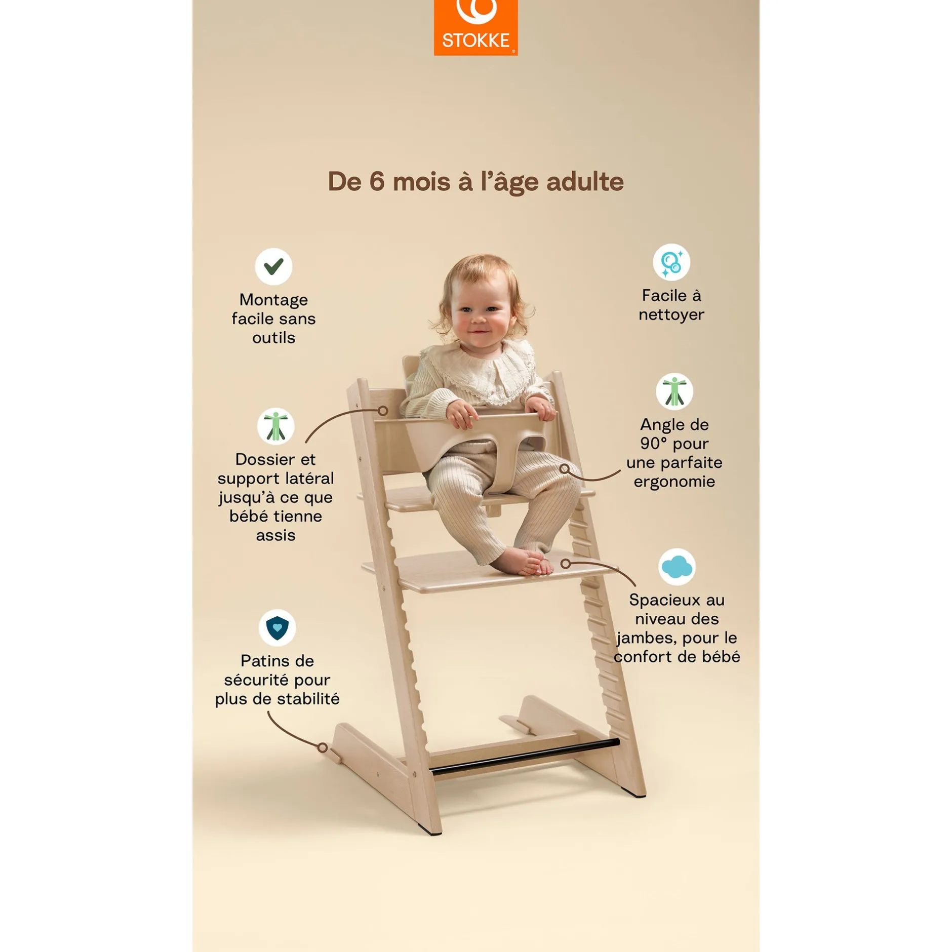 Chaises Hautes Évolutives*Stokke® Tripp Trapp® Pack Chaise haute + Baby Set + Newborn Set de Blanc / Gris