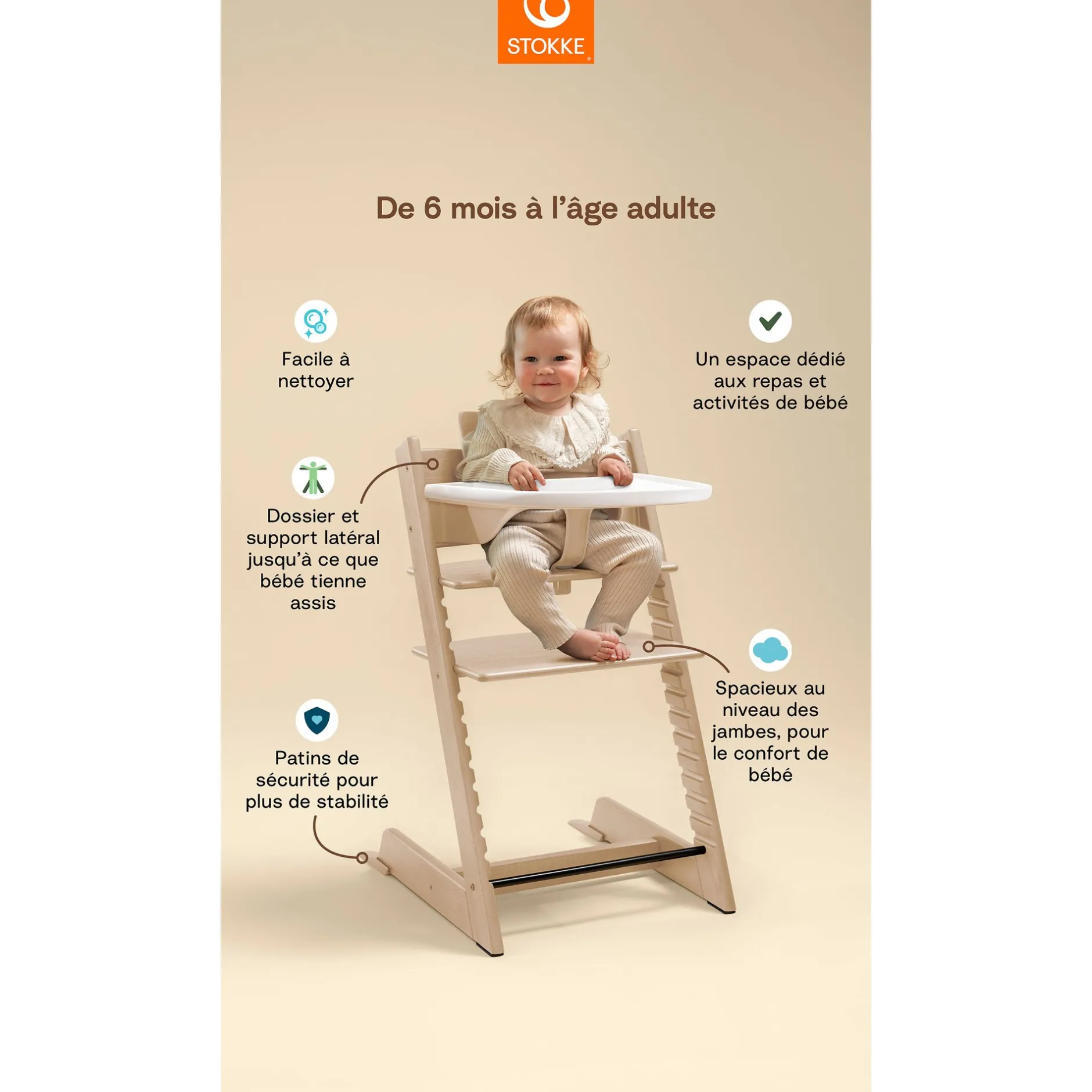 Chaises Hautes Évolutives*Stokke® Tripp Trapp® Pack Chaise haute + Baby Set + Plateau de Noir
