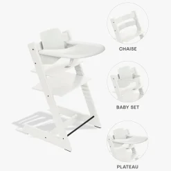 Chaises Hautes Évolutives*Stokke® Tripp Trapp® Pack Chaise haute + Baby Set + Plateau de Blanc