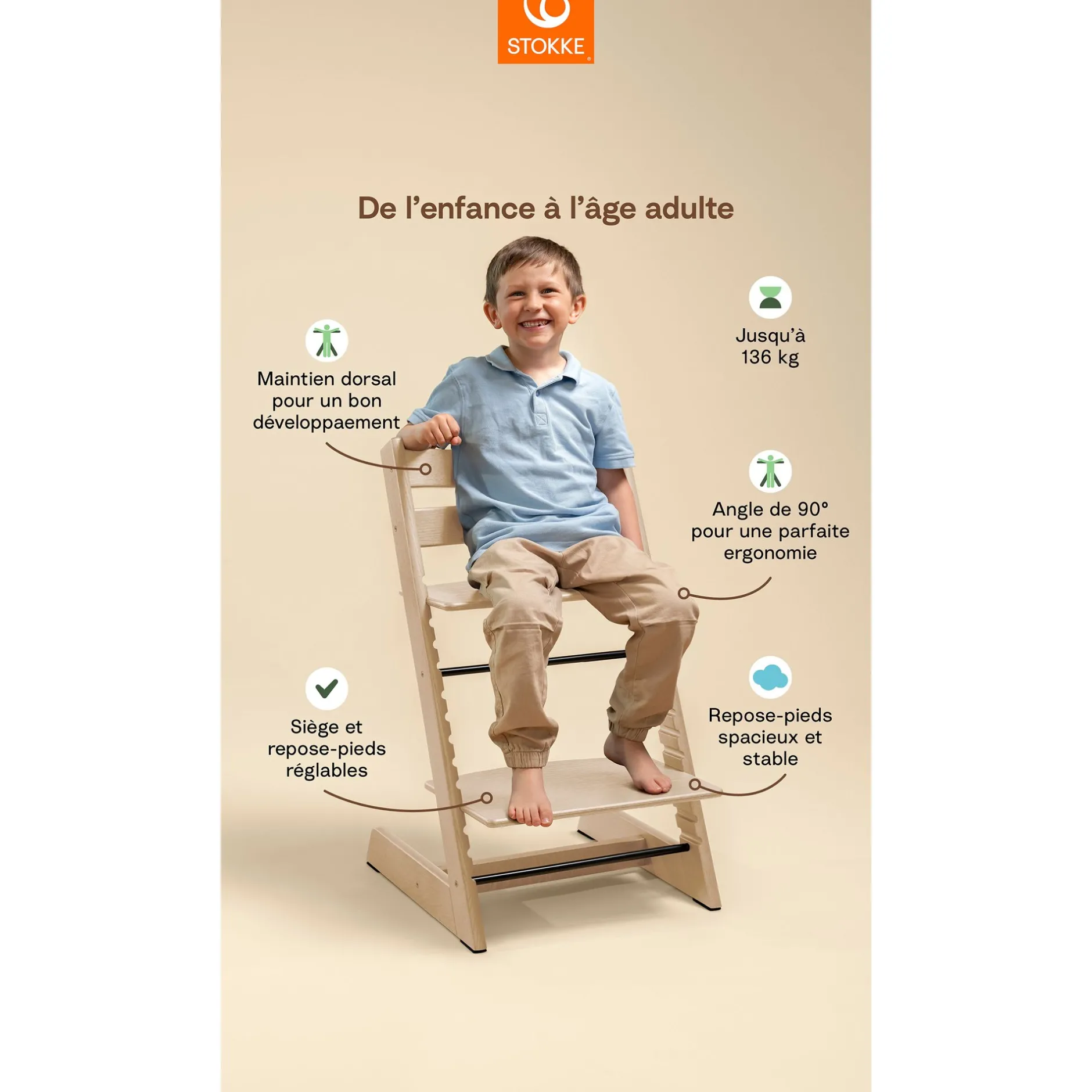 Chaises Hautes Évolutives*Stokke® Tripp Trapp® Pack Chaise haute + Baby Set + Coussin de Gris Tempête / Nordic