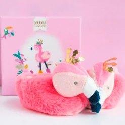 Chaussettes, Chaussons|Chaussettes, Collants, Chaussons*Doudou et Compagnie Tropicool chaussons hochet 0-6 mois de Flamant Rose