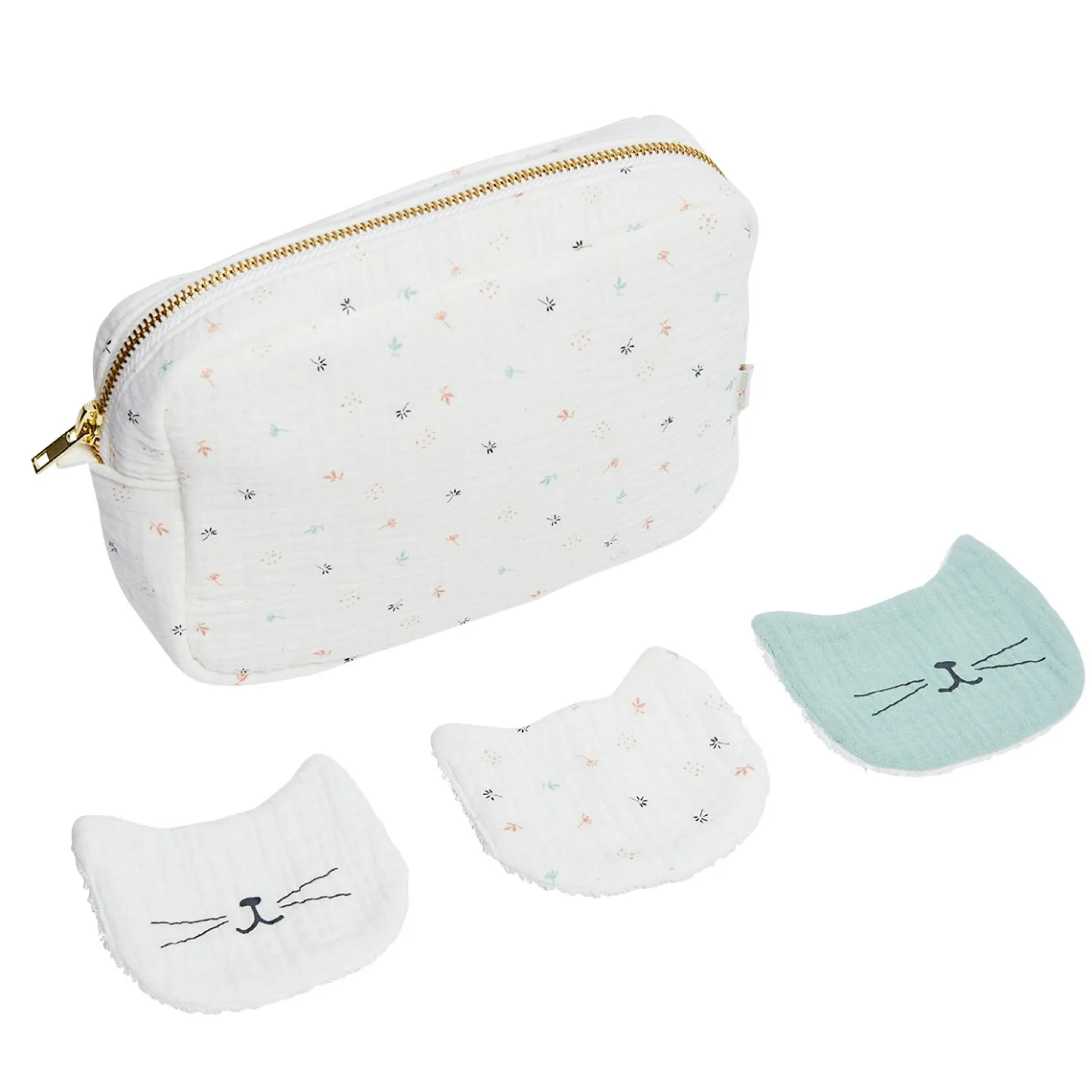 Gants Et Éponges|Trousses De Toilette*P'tit bisou Trousse de toilette + lingettes lavables de Écru