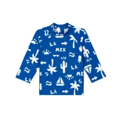 T-Shirts, Polos, Chemises*Petit Bateau T-shirt anti UV bébé imprimé plage 12 mois de Porcelana / Marshmallow