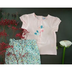 T-Shirts, Blouses, Chemises*P'tit bisou T-shirt manches courtes Jardin Extraordinaire 3 mois de Rose
