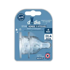 Tétines*Dodie Tétines Initiation+ Ronde Débit rapide pour Liquide épais 6 mois + de