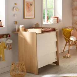 Commodes*Sauthon Baby's Sweet Home Vanille Commode de Chêne miel