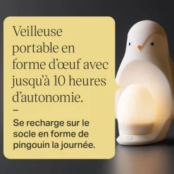 Veilleuses*Tommee Tippee Veilleuse Silicone Nomade avec Oeuf Portatif de Pingouin