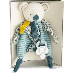 Attaches Sucettes|Doudous*Doudou et Compagnie Yoca Le Koala Attache-Sucette de Blanc/bleu